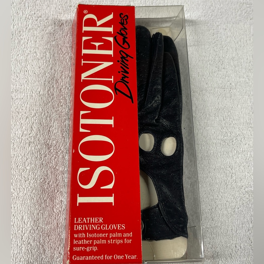 vintage Aris Isotoner black leather driving gloves